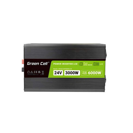 Инвертор GREEN CELL, 24/220V,  DC/AC, 3000W/6000W, чиста синусоида