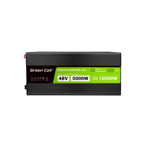 Инвертор GREEN CELL, 48/220V,  DC/AC, 5000W/10000W,INVGCP5000LCD  LCD чиста синусоида