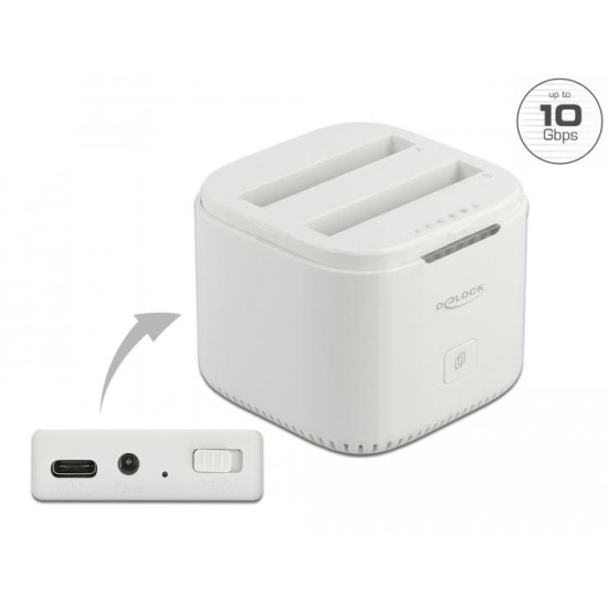 Станция Delock USB-C, За 2 x 2.5″ SATA HDD / SSD, Клониране