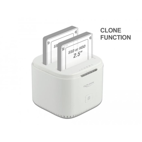 Станция Delock USB-C, За 2 x 2.5″ SATA HDD / SSD, Клониране