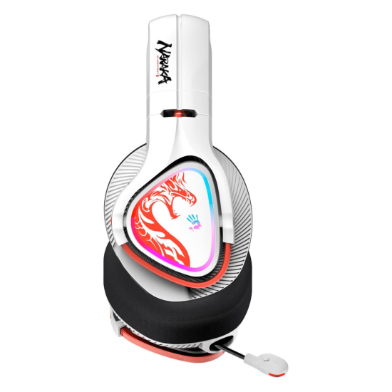 Gaming headphone A4TECH Bloody MR720 Naraka, RGB, Bluetooth + USB, White