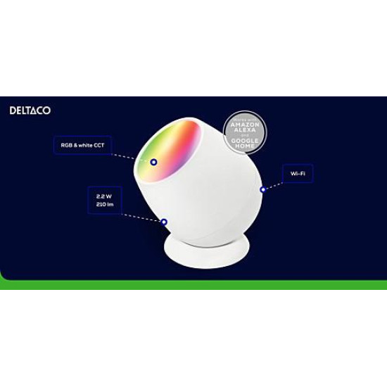 Deltaco Smart RGB wake-up light, USB-C