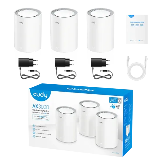 Cudy M3000, 3-pack, AX3000 Dual Band, 2.4/5 GHz, 574 -  2402 Mbps