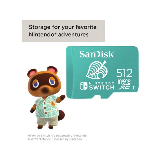 SanDisk 512GB microSDXC UHS-I for Nintendo Switch, Speed Up to 100MB/s