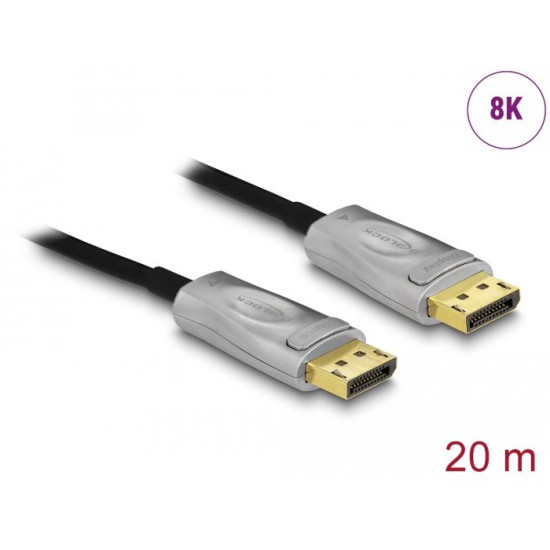 Оптичен кабел Delock, Активен, DisplayPort 1.4, 8K, 20 m