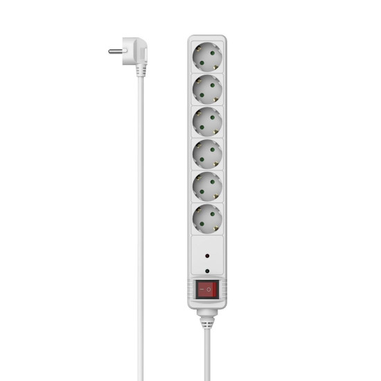 Hama Power Strip, 6-Way, Overvoltage Protection, Switch, 1.4 m, white, 223152