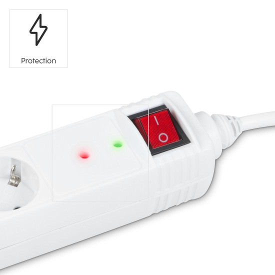 Hama Power Strip, 6-Way, Overvoltage Protection, Switch, 1.4 m, white, 223152