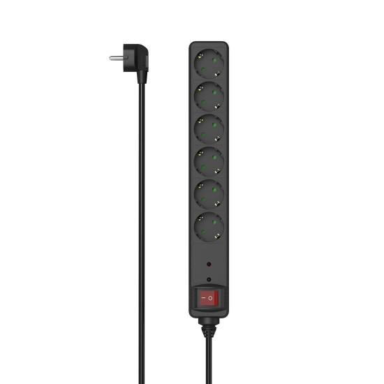 Hama Power Strip, 6-Way, Overvoltage Protection, Switch, 1.4 m, black, 223153