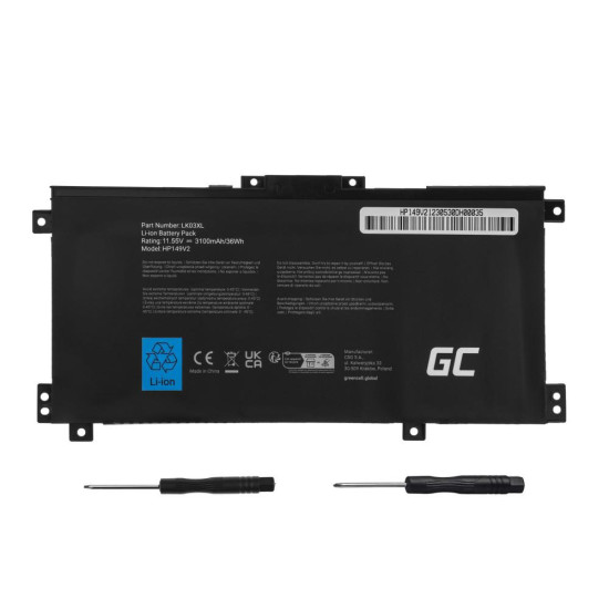 Laptop Battery for HP Envy x360 15-BP 15-BP000 15-BP100 15-CN 17-AE 17-BW  LK03XL  11,55V 3100mAh GREEN CELL
