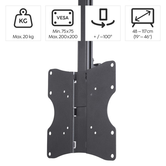 Hama TV Ceiling Mount, Swivel, Height-adjustable, 117 cm (46