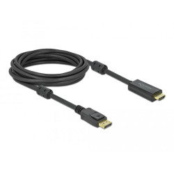 Кабел Delock DisplayPort мъжко - HDMI мъжко, 5 м., 4K 60Hz, Черен