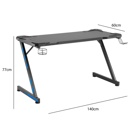 Gaming Desk Nemesis II - Black/Blue