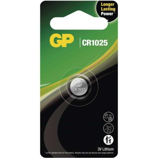 Lithium Button Battery GP CR1025 3V  1 pcs in blister /price for 1 battery/