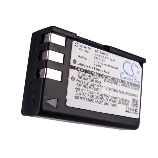 Camera Battery for NIKON EN-EL9  D-SLR D40 D60 D3000 D5000, 7.4V, 1000mAh, Li-Ion, Cameron Sino