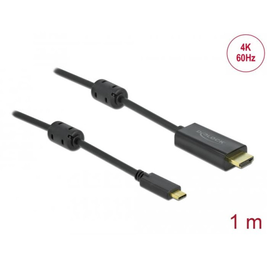Кабел Delock USB-C - HDMI (DP Alt Mode) 4K 60 Hz, 1 m, Черен