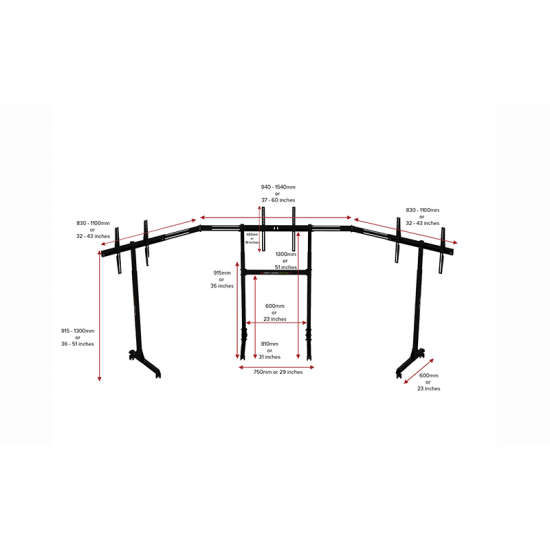 Free Standing Triple Monitor stand Next Level Racing