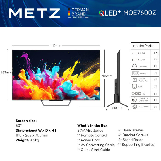 METZ QLED TV 50MQE7600Z, 50