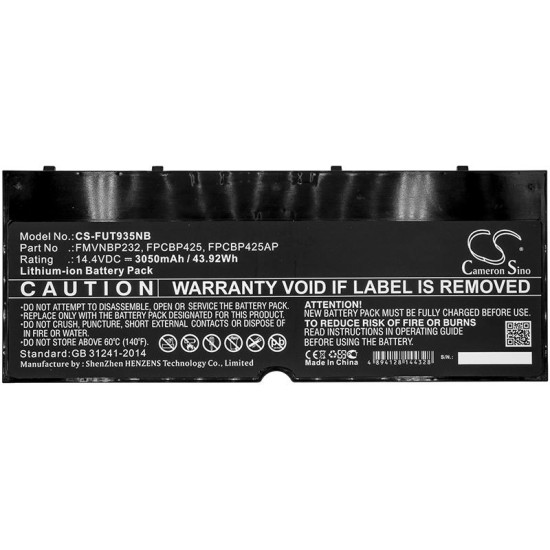 Батерия за лаптоп FUJITSU CS-FUT935NB LifeBook T935 U745 FMVNBP232 LiIon 14,4V 3050mAh CAMERON SINO
