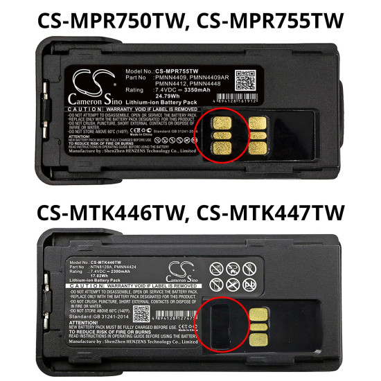 Camera Battery for Two-Way Radio  Motorola APX2000, DP2400, XPR 7350  Liion  7,4V 2200mA Cameron Sino