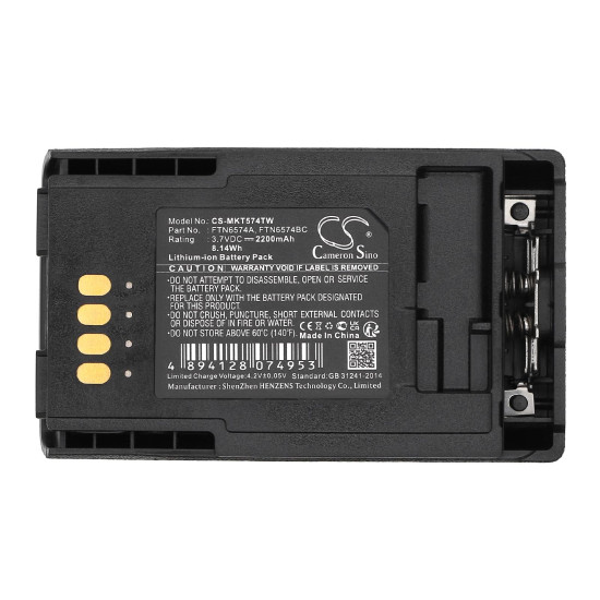 Camera Battery for Two-Way Radio  Motorola CEP400, MTP800  AP-6574 Liion  3,7V 2200mA Cameron Sino