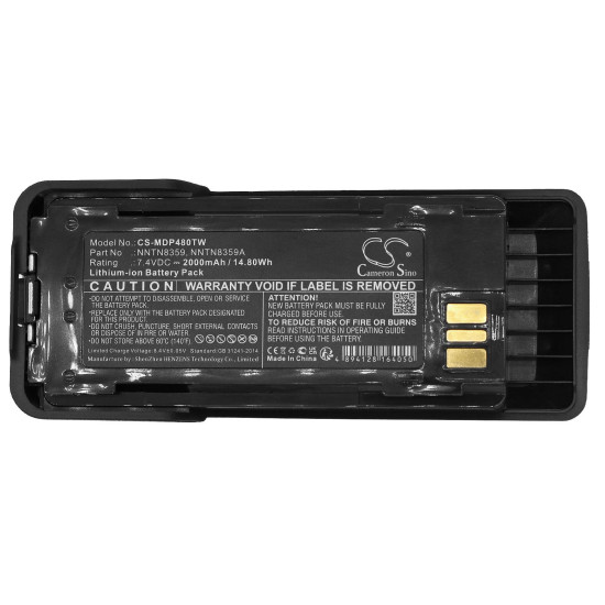 Camera Battery for Two-Way Radio  Motorola DGP8550E, DP4000ex, XIR P8608EX NNTN8359  LiIon  7,4V 2000mA Cameron Sino