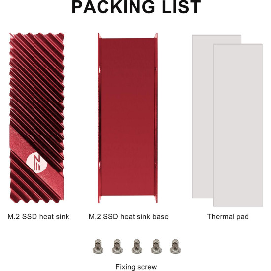M.2 Heatsink EZDIY-FAB за NVMe SSD диск - Червен