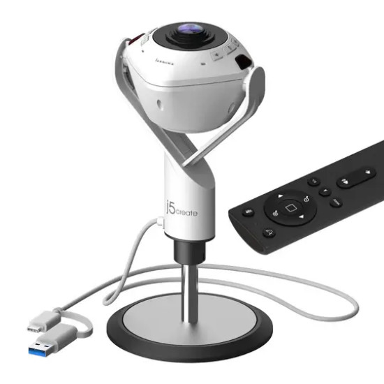 Video conferencing camera, j5create JVU368,360°, Full HD 1080p, USB™ UVC/UAC plug-and-play, HDR, AI function