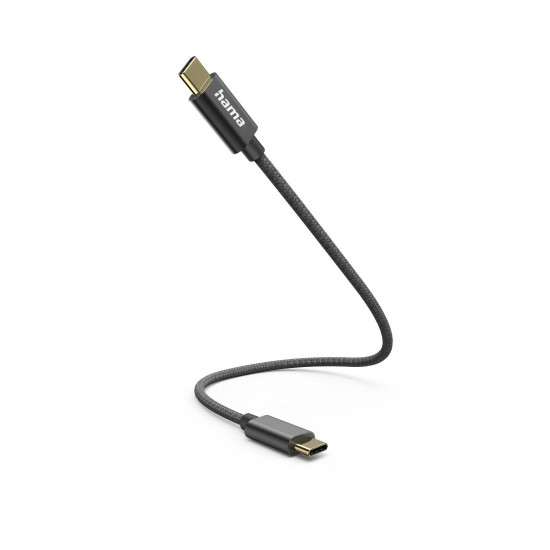 Hama Charging Cable, USB-C - USB-C, 0.2 m, Nylon, black