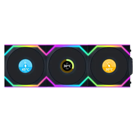 Triple Fan Pack Lian Li UNI FAN SL Wireless LCD ARGB PWM - 120 mm Black