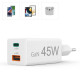 Hama Fast Charger, 1x USB-C, 1x USB-A, Mini Charger, PD, 45 W, white