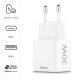 Hama Fast Charger, 1x USB-C, 1x USB-A, Mini Charger, PD, 30 W, white