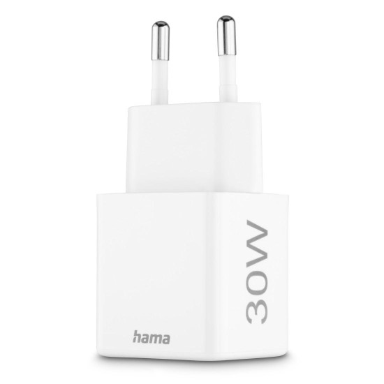 Hama Fast Charger, 1x USB-C, 1x USB-A, Mini Charger, PD, 30 W, white