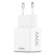 Hama Fast Charger, 1x USB-C, 1x USB-A, Mini Charger, PD, 30 W, white