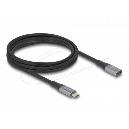 Delock USB 40 Gbps Extension Cable USB Type-C™ male to female PD 3.1 240 W 1 m grey metal
