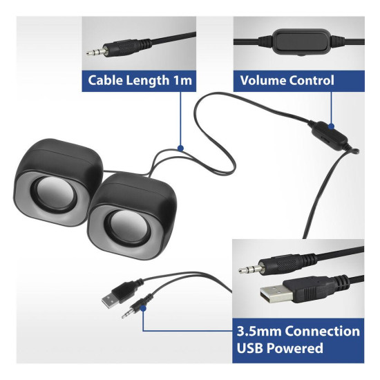 ACT Стерео колонки Eminent 2.0, USB захранване, 2 х 3W