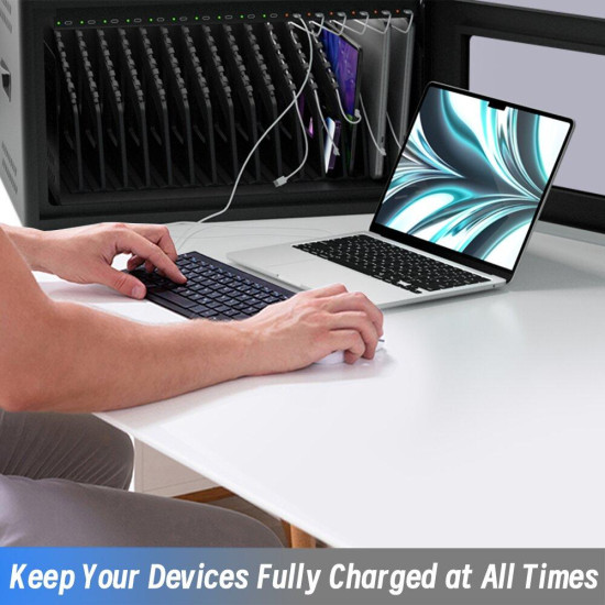 Universal charging cabinet for up to 16 tablets Estillo IP-2316 for wall mounting or freestanding, 16 x USB-C ports