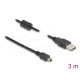 Delock Cable USB 2.0 male to mini-B USB 2.0 male, double shielded, transfer rate up to 480 Mb/s, 3.0 m, Black
