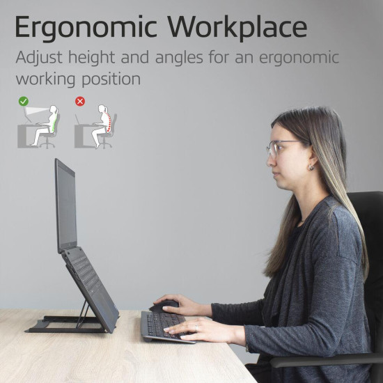 ACT AC8145 Folding Laptop Stand, 5 Positions, Black