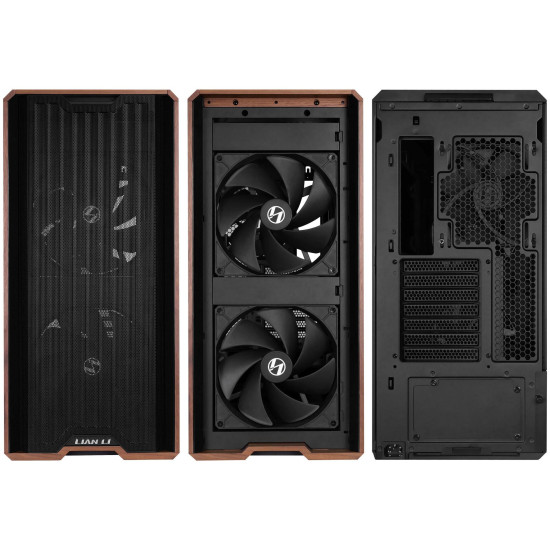 Case Lian-Li LANCOOL 217 Mid-Tower, Tempered Glass, Wood-Black