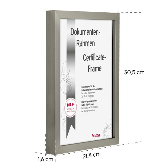 Hama “Chiaro” Plastic Frame, steel, 21 x 29.7 cm, DIN A4