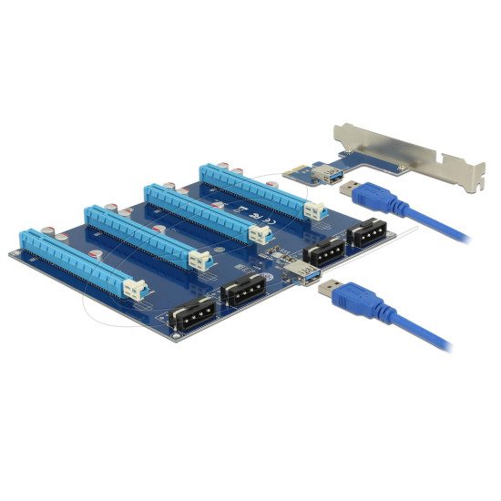 Delock Riser Card PCI Express x1 > 4 x PCIe x16 with 60 cm USB cable