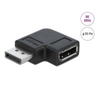 Delock Adapter 90° DisplayPort 1.4, 20 pin male to DisplayPort 1.4 20 pin female, 8K 7680 x 4320 @ 60 Hz with DSC support