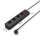Hama Power Strip, 4-Way, 90°, Individually Switchable, Wall Mounting, 1.4 m, blk.