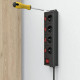 Hama Power Strip, 4-Way, 90°, Individually Switchable, Wall Mounting, 1.4 m, blk.