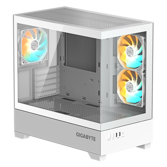 Case GIGABYTE C201 PANORAMIC ICE mATX + 3 ARGB Fans