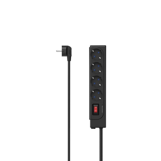 Hama 3-Way Power Strip, with Incr. Touch Protect., 1.4 m, black
