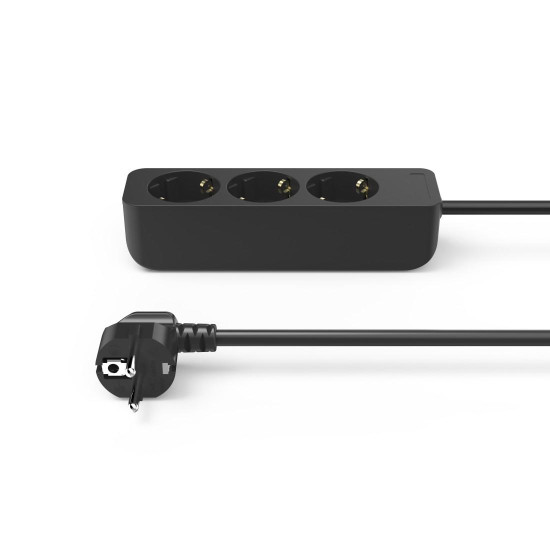 Hama 3-Way Power Strip, with Incr. Touch Protect., 1.4 m, black