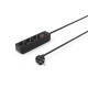 Hama Power Strip, 3-Way, with Switch, 1.4 m, black