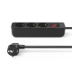 Hama Power Strip, 3-Way, with Switch, 1.4 m, black