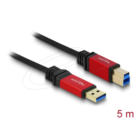 Кабел Delock USB-A 3.0 5Gbps мъжко - USB-B 5Gbps мъжко, 5 м, Premium, Черен
